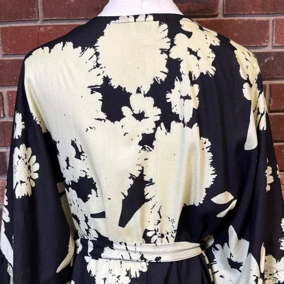 Anthropologie Bel Kazan Tie Ruffle Floral Printed Kaftan - Picture 7 of 16